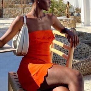 Reformation Isles Mini Tube Dress Orange Flame
